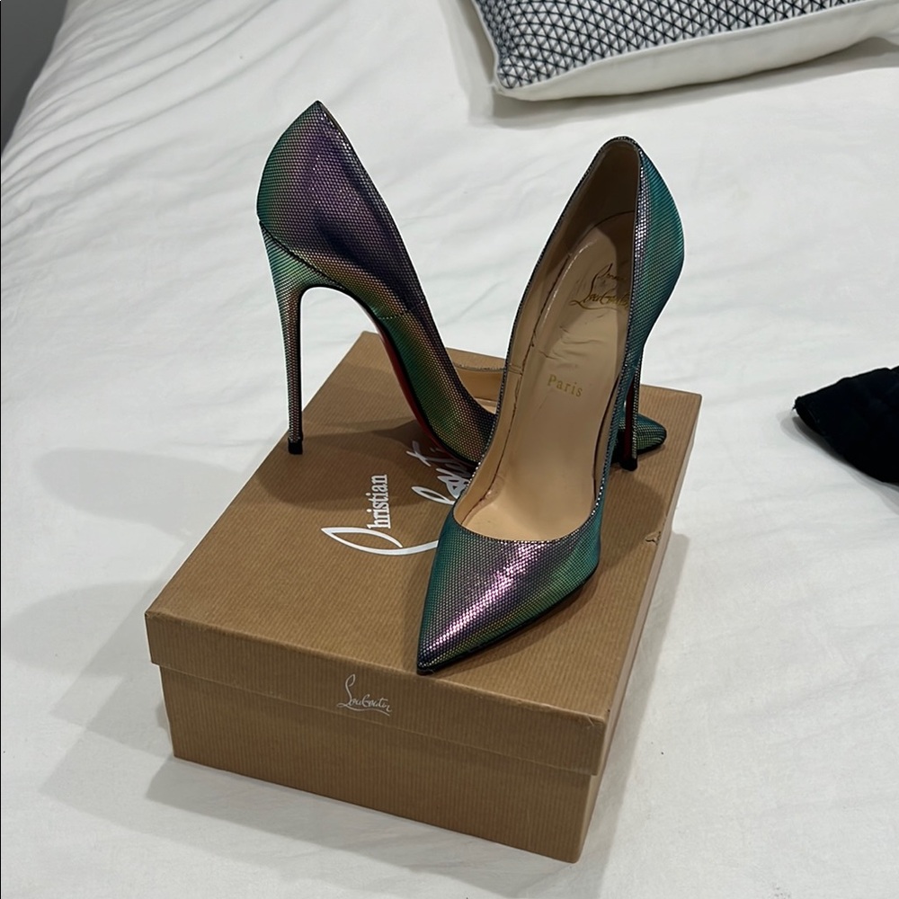 Christian Louboutin Green and Purple Heels